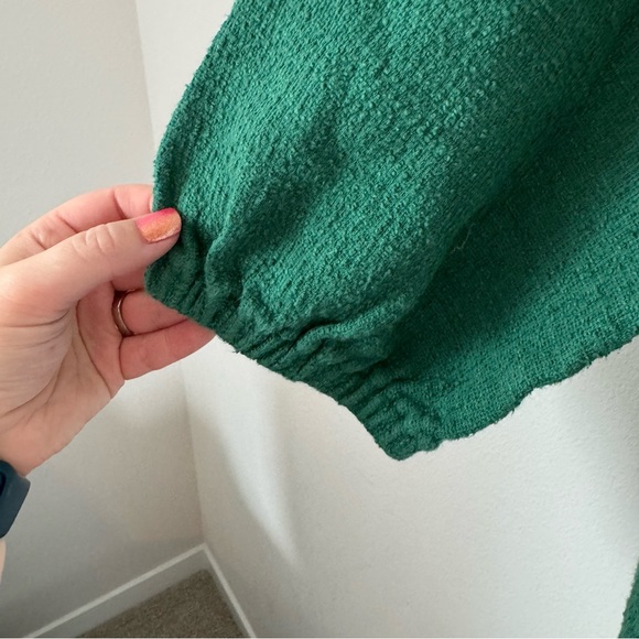 🎉Former HP!🎉 Madewell Texture & Thread Full Sleeve Top Size Medium Green - Picture 5 of 12